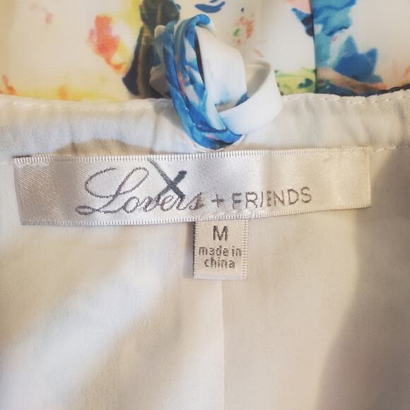 EUC Revolve Lovers + Friends White Multicolored Floral Halter Maxi Dress Sz M - Picture 5 of 12